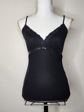 Vintage Tyte Jeans Womens Large Lace Black Pajama Tank Top
